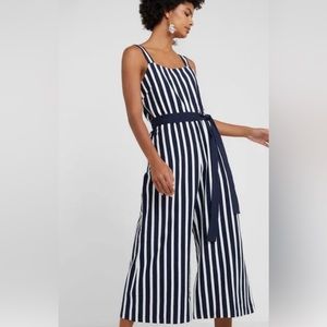 J Crew stripped jumpsuit navy blue size 4